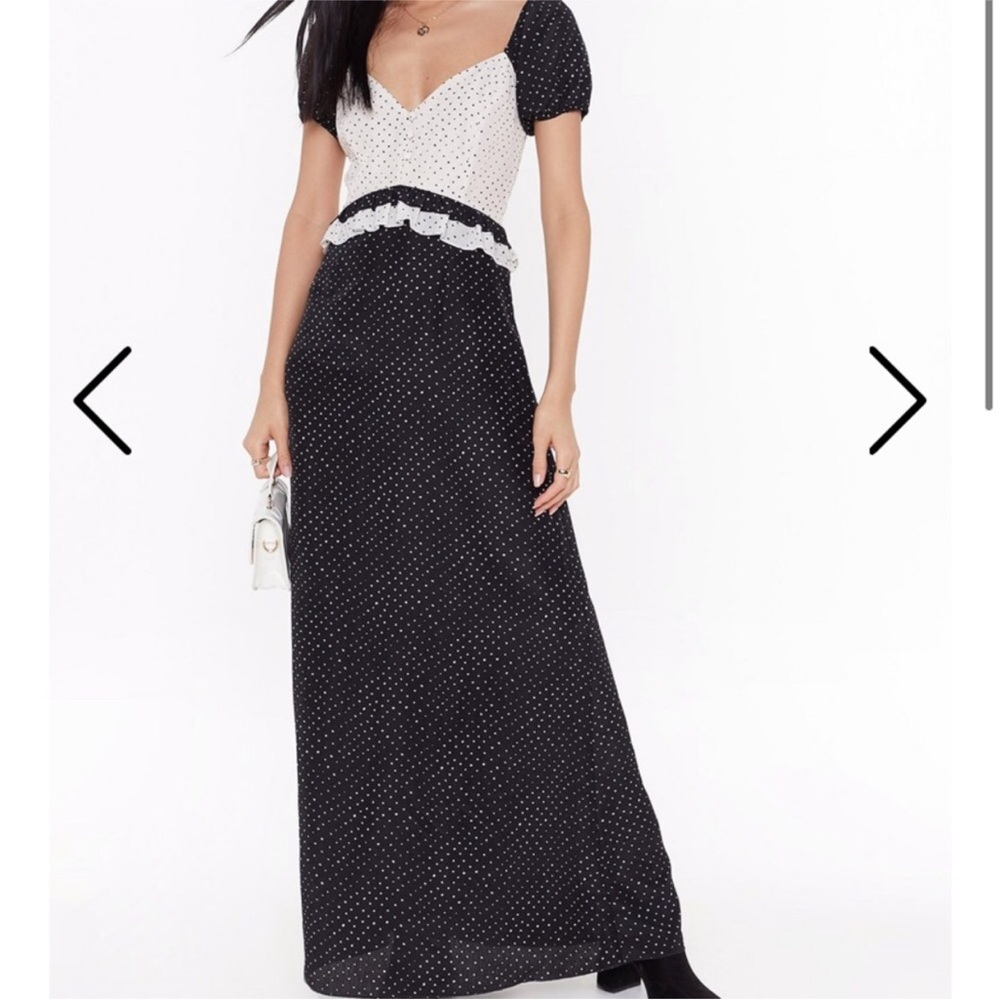 Nasty Gal Black and White Polka Dot Maxi Dress